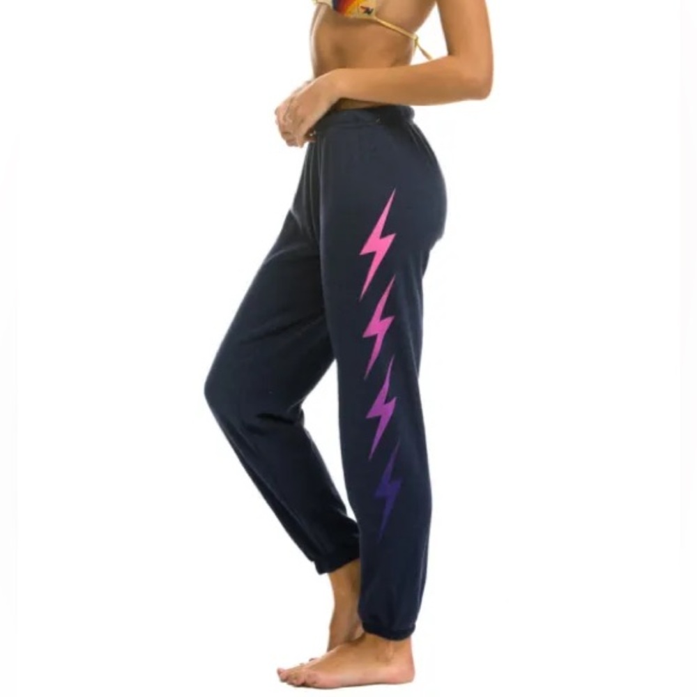AVIATOR NATION BOLT FADE 4 SWEATPANTS - NAVY // PINK PURPLE